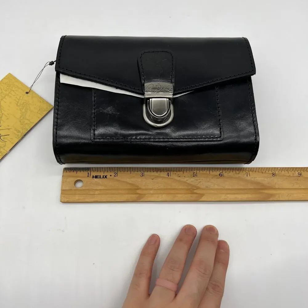 Patricia Nash Leather Bishop Belt Bag with Chain Strap Black